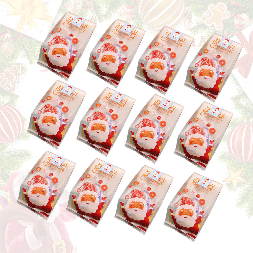 Xmas Food Snacks - 50Pcs Xmas Santa Cookies Bags Transparent